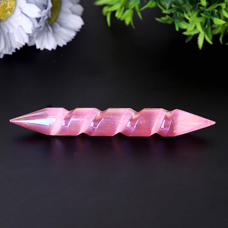 6" Spiralstab aus Selenitkristall mit Doppelenden