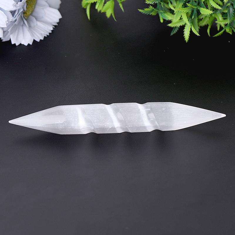 6" Spiralstab aus Selenitkristall mit Doppelenden