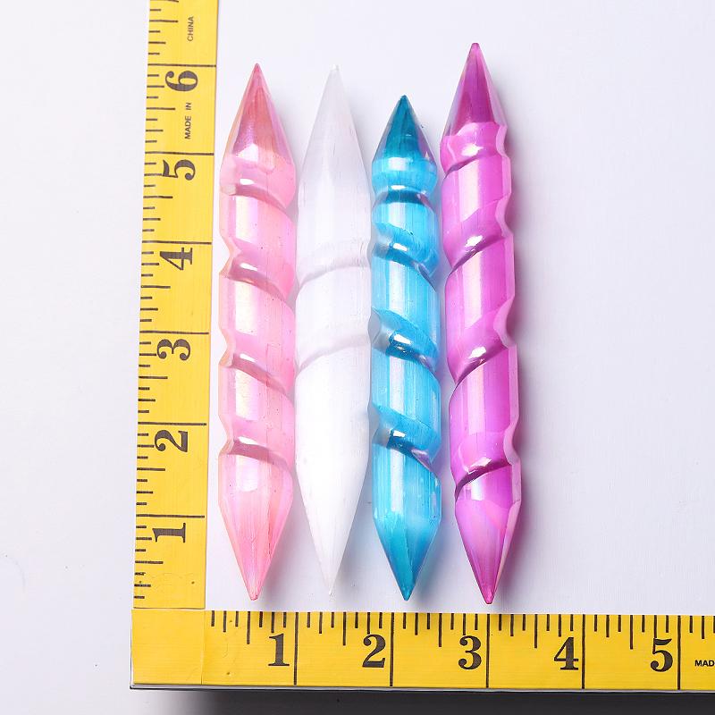 6" Spiralstab aus Selenitkristall mit Doppelenden