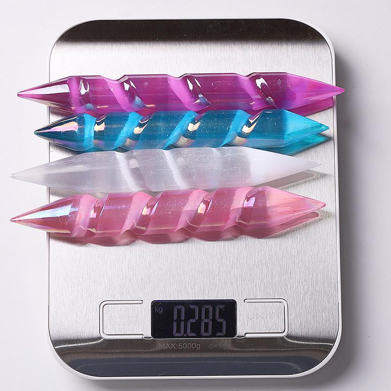 6" Spiralstab aus Selenitkristall mit Doppelenden