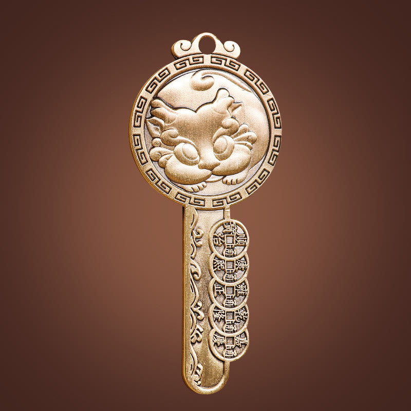 Pixiu Copper Coin Yin Yang Bagua Handmade Key Chain