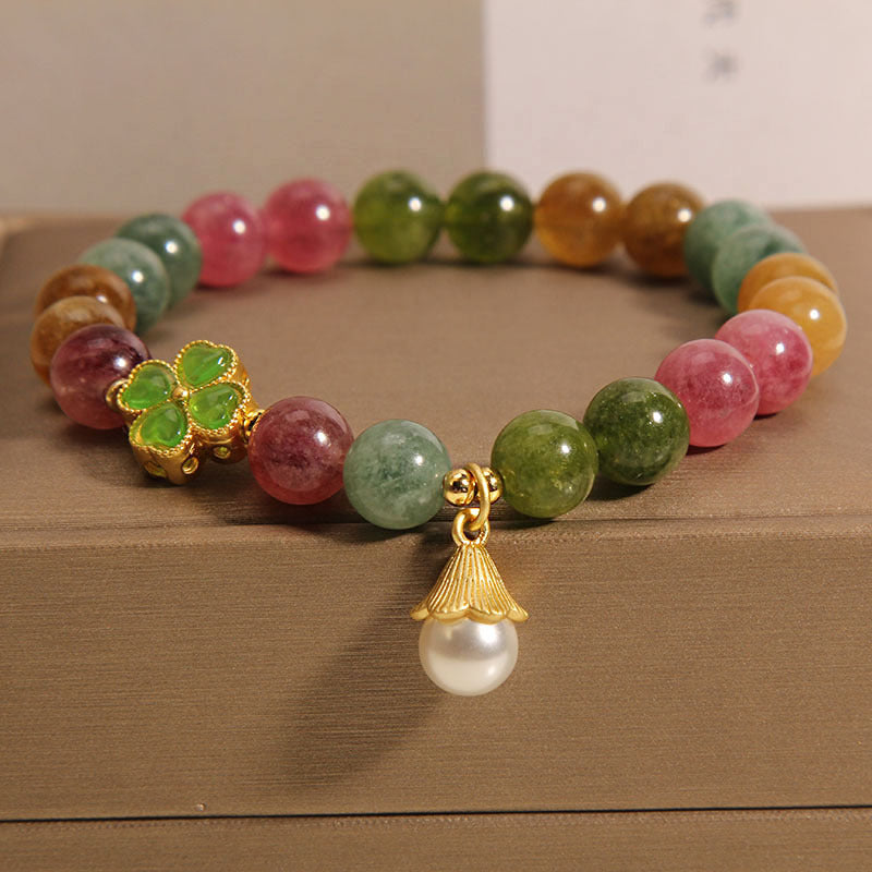 Tourmaline Four Leaf Clover Wisdom Bracelet