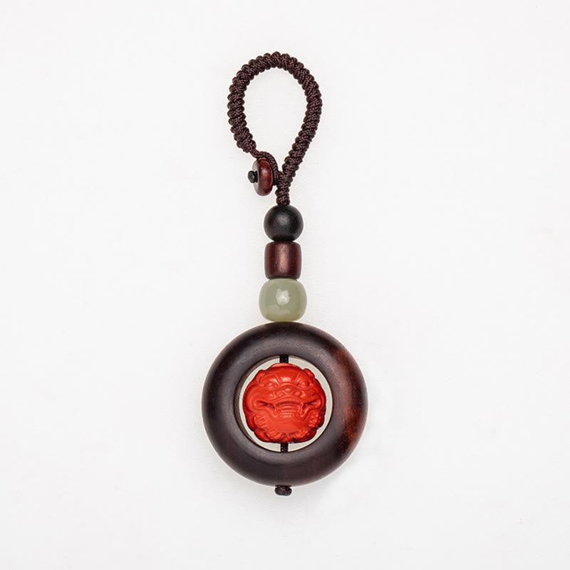 Small Leaf Red Sandalwood Om Mani Padme Hum Protection Key Chain