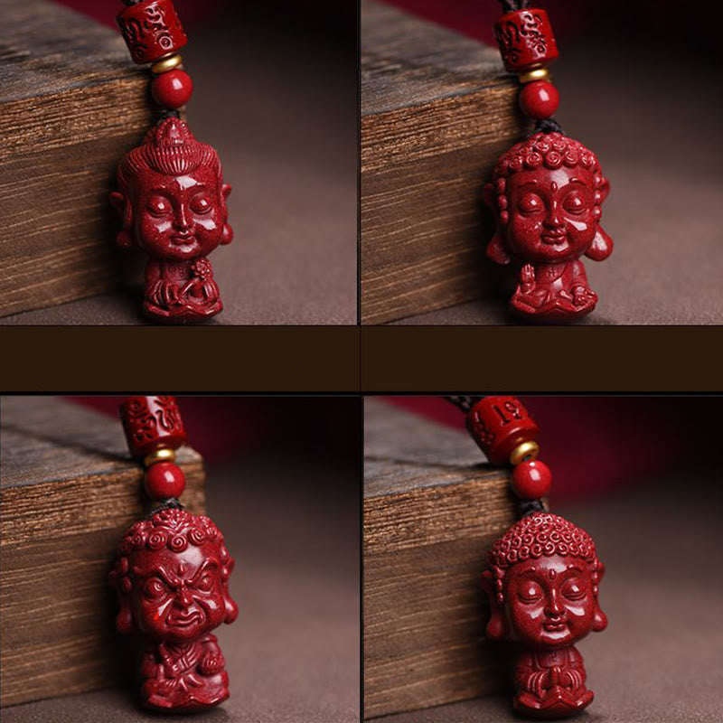 Natural Cinnabar Chinese Zodiac Necklace with Natal Buddha Protection