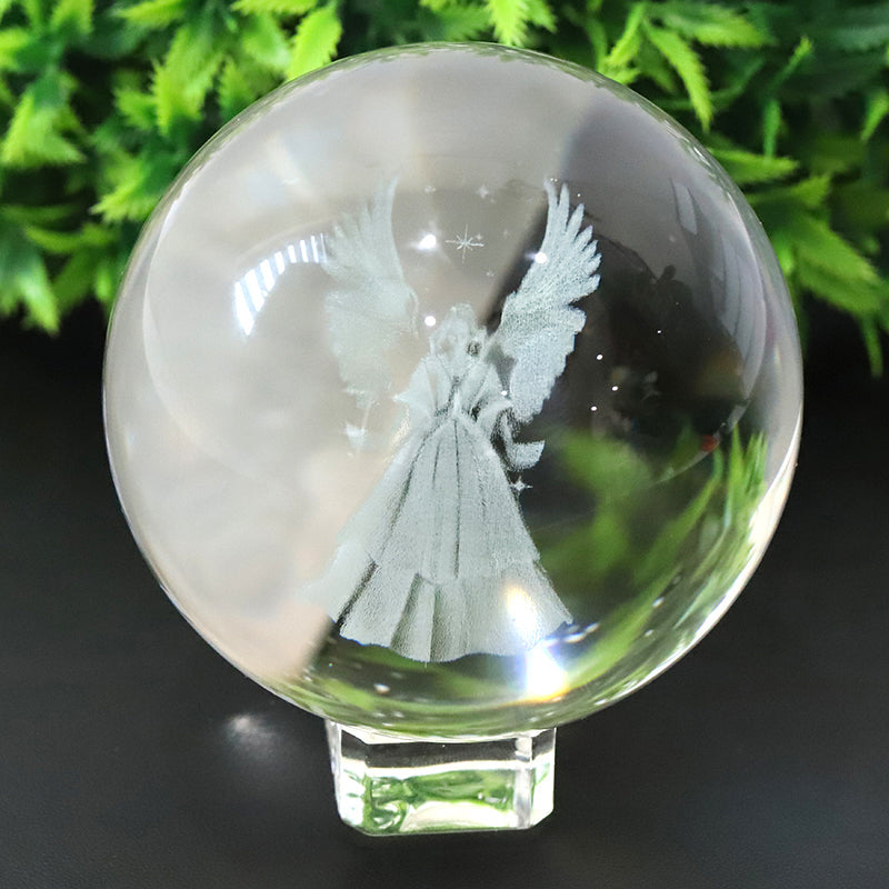 60mm Inner Carving Crystal Spheres for Healing Meditation