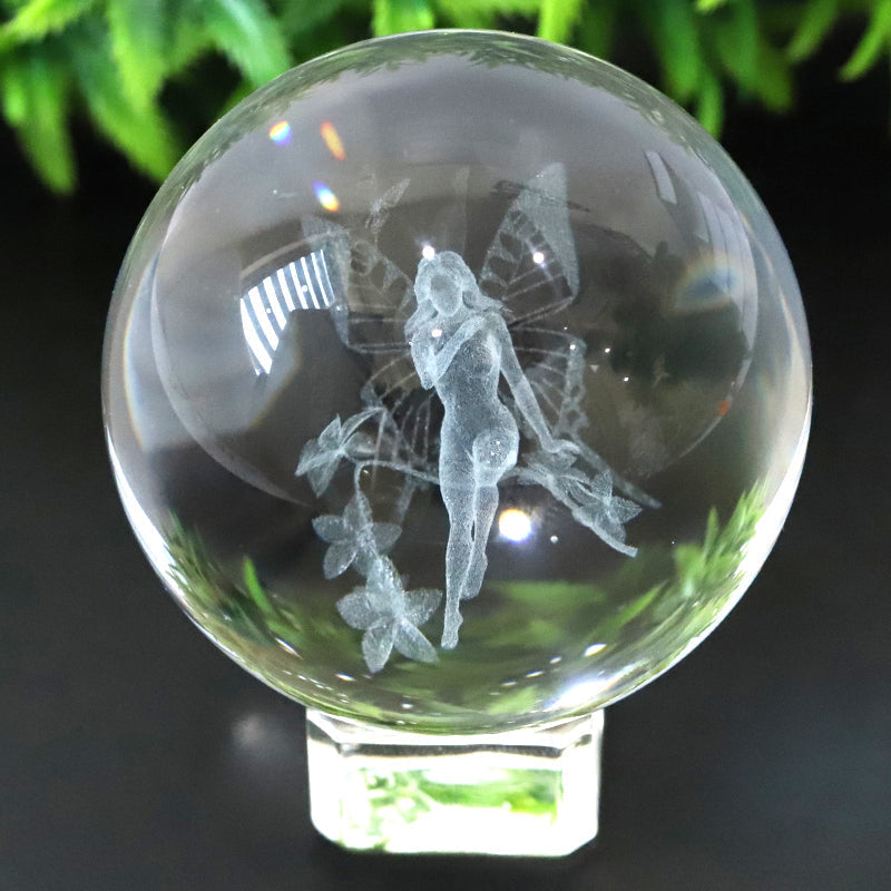 60mm Inner Carving Crystal Spheres for Healing Meditation