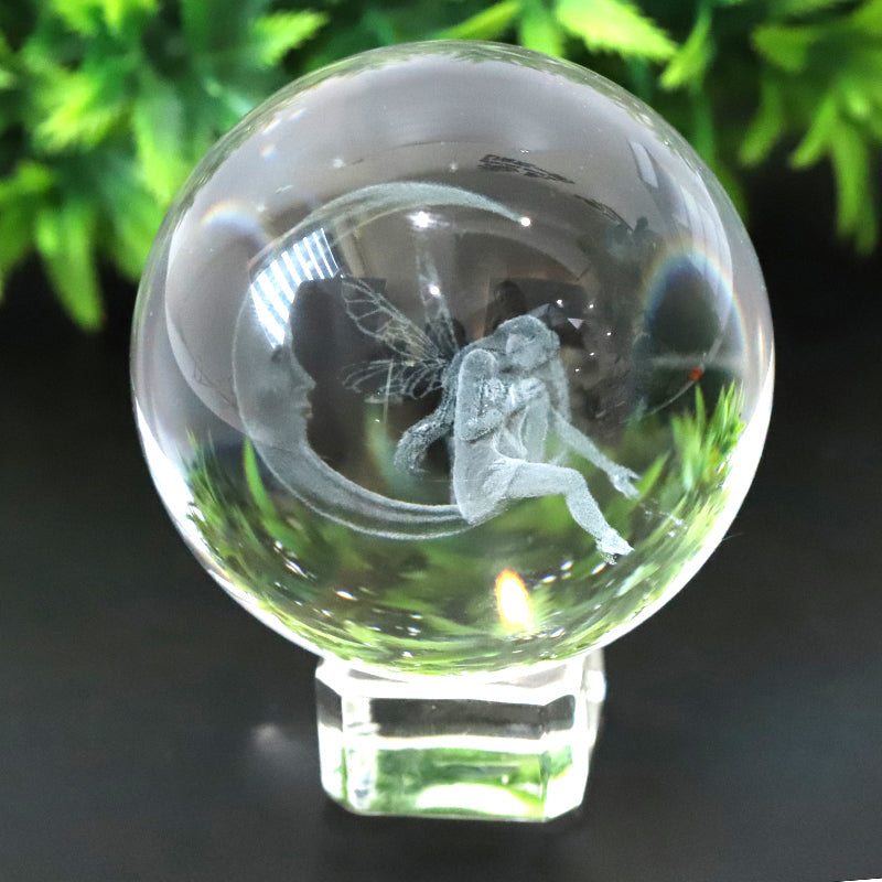 60mm Inner Carving Crystal Spheres for Healing Meditation
