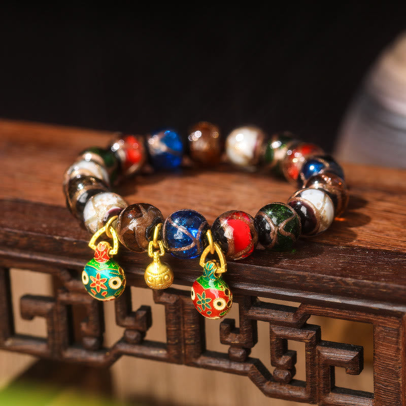 Liuli Glass Bead Family Charm Bracelet 10mm - Spiritual Luck Bracelet