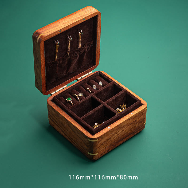 Schmuckschatulle aus Rosenholz mit antikem Blumenblatt-Design – handgefertigte Aufbewahrung