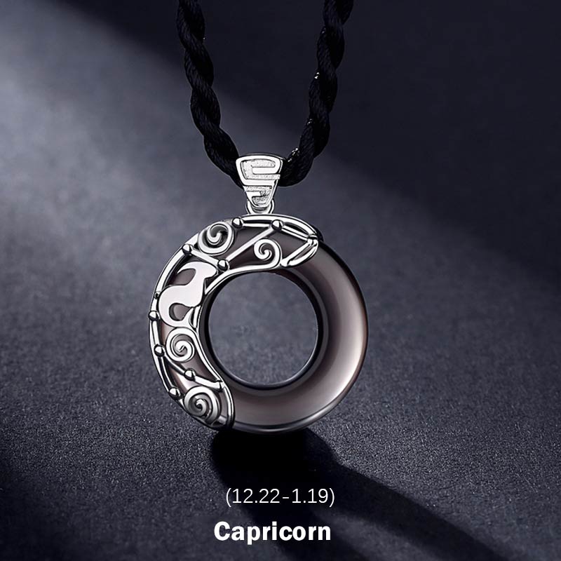 Ice Obsidian Zodiac Pendant Necklace | 12 Constellations Blessing
