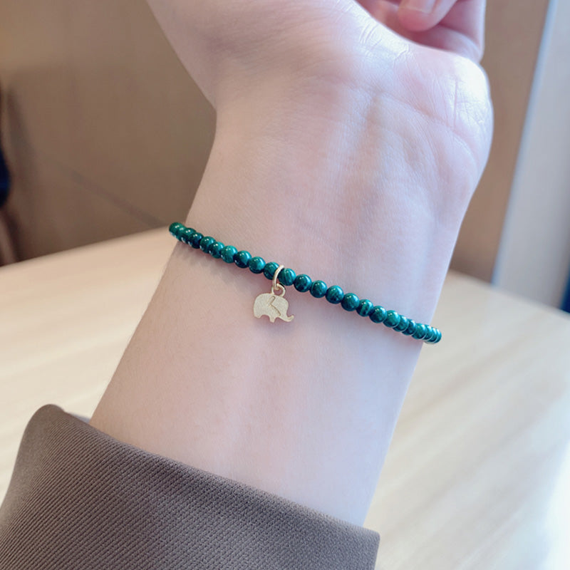 Unisex Malachite Elephant Anti-Anxiety Bracelet 14cm-17cm