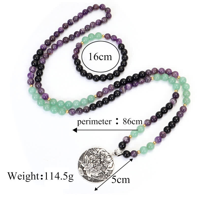 108 Beads Amethyst Green Aventurine Meditation Bracelet