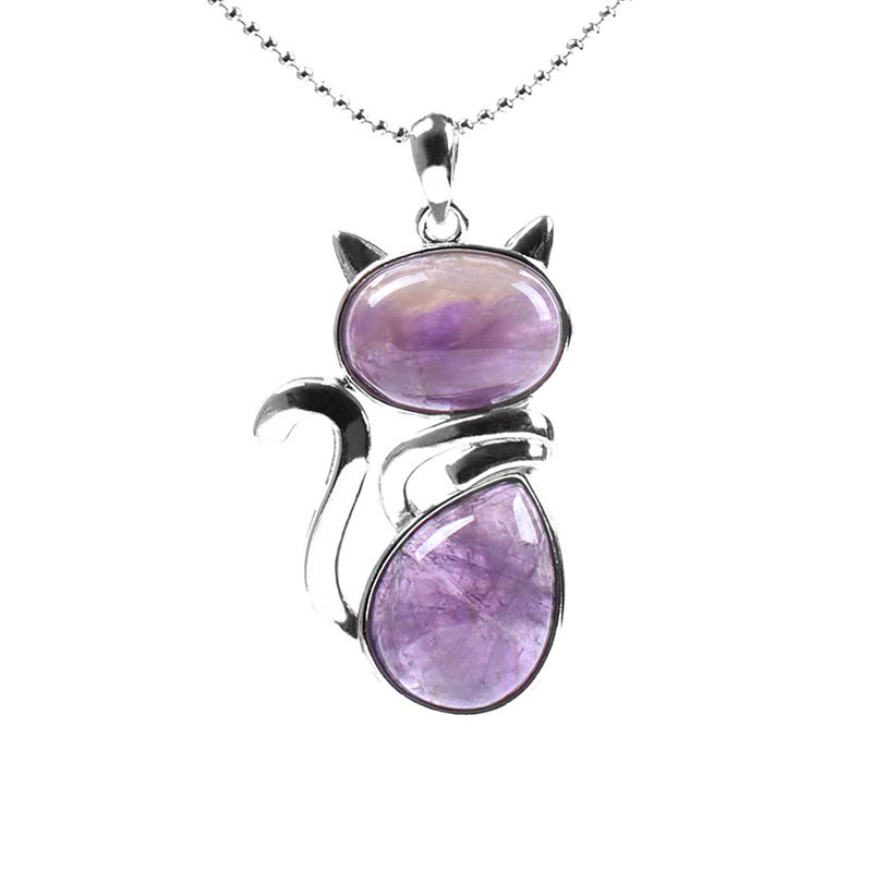 Green Aventurine Crystal Necklace | Protection Cat Pendant