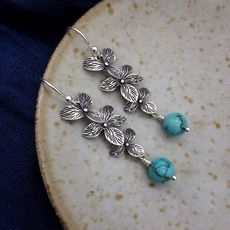 925 Sterling Silver Turquoise Lazurite Serenity Protection Earrings