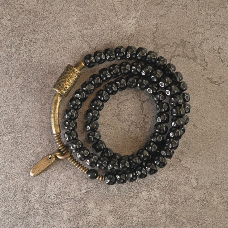 Coconut Shell Copper Spiritual Triple Wrap Bracelet