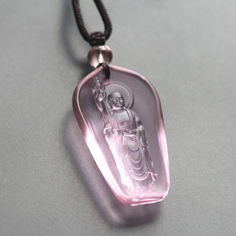 Ksitigarbha Liuli Crystal Serenity Buddha Necklace
