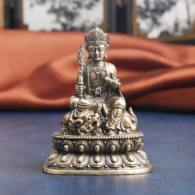 Manjusri Bodhisattva Copper Buddha Statue 49x64mm Serenity