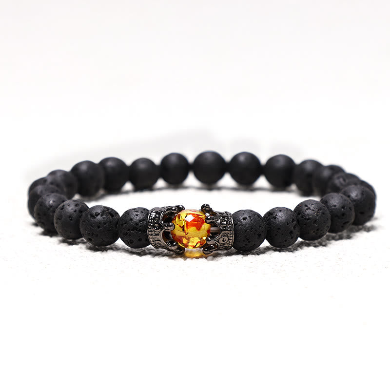 Unisex Natural Stone King and Queen Crown Healing Energy Spiritual Bracelet