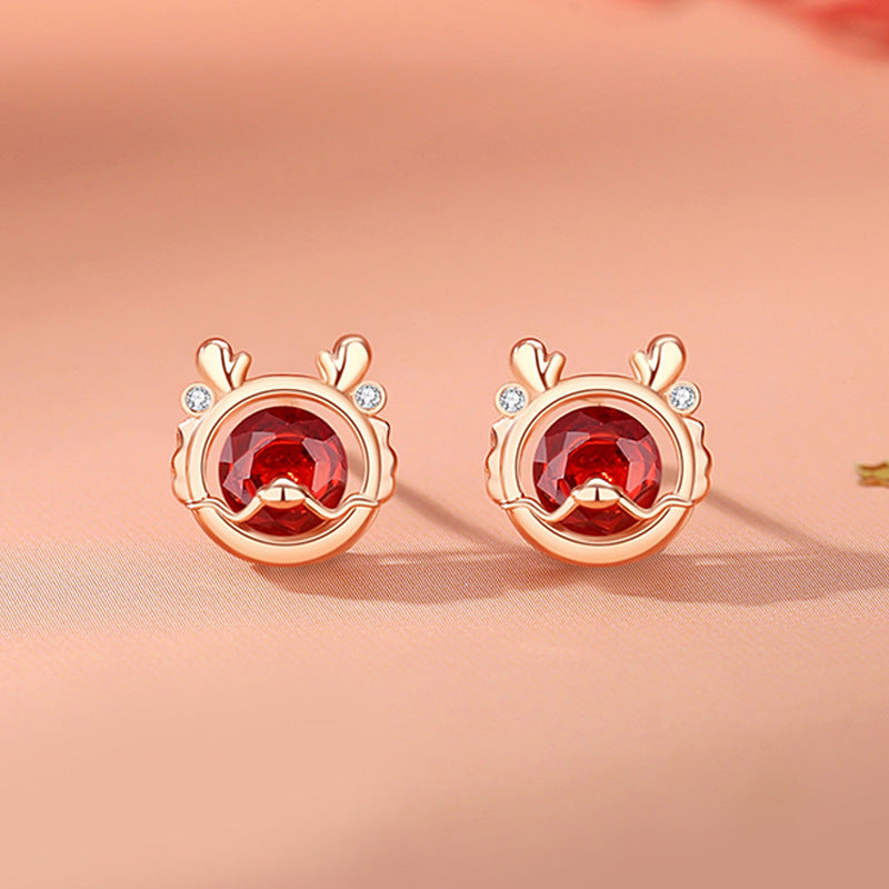 Drachenkette aus 925er Sterlingsilber mit rotem Zirkonia für Glück