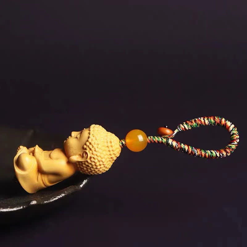 Tathagata Buddha Serenity Buchsbaum Spiritueller Schlüsselanhänger