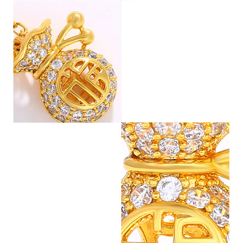 24 Karat vergoldete Halskette mit Fu-Charakter und Geldbeutel