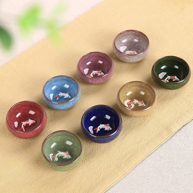 6.1cm Koi Fish Ceramic Tea Cup | Lucky Kung Fu Bowl
