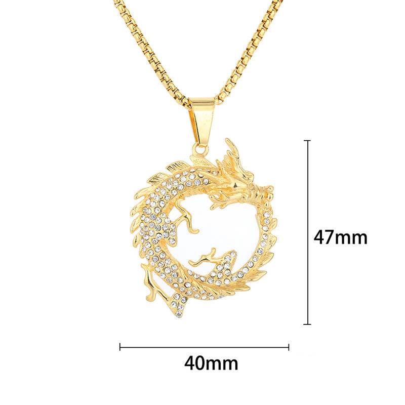 Dragon Necklace Titanium Steel Pendant for Success & Protection