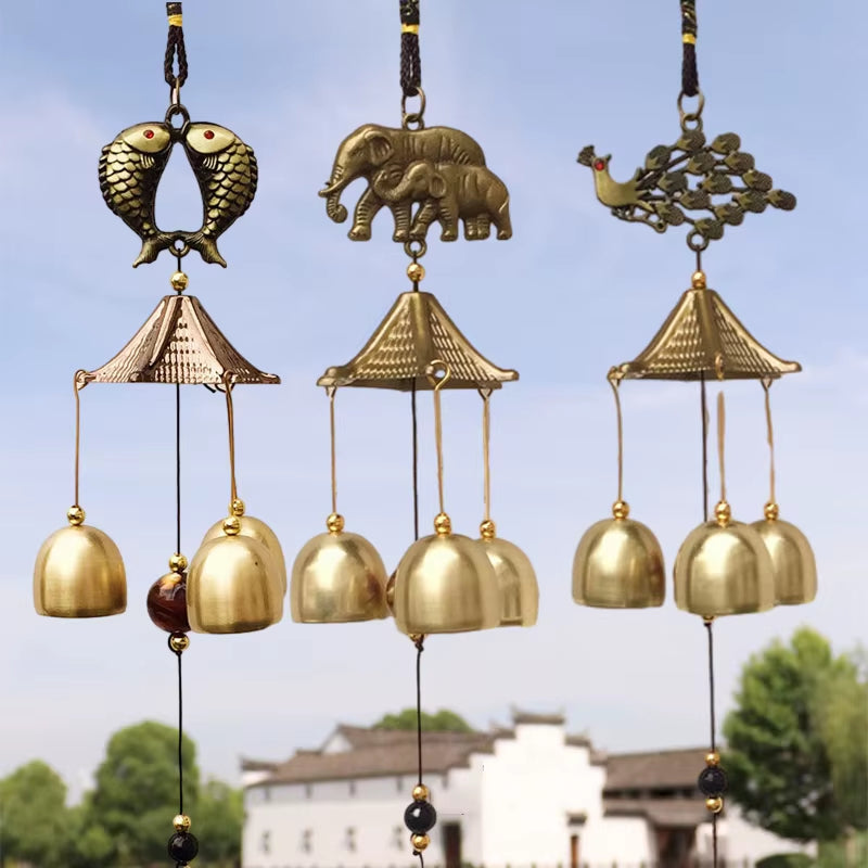 Retro Wind Chime Vintage Wind Music Metal Wind Bell Garden Crafts Garden Hanging Pendent Outdoor Hanging Copper Decor