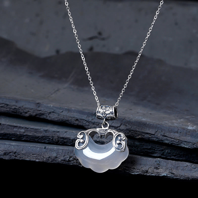 Unisex Chalcedony Koi Fish Sterling Silver Luck Necklace