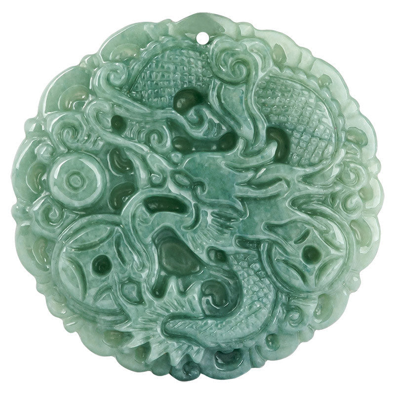 Jade Dragon Necklace 50mm Pendant for Prosperity & Luck