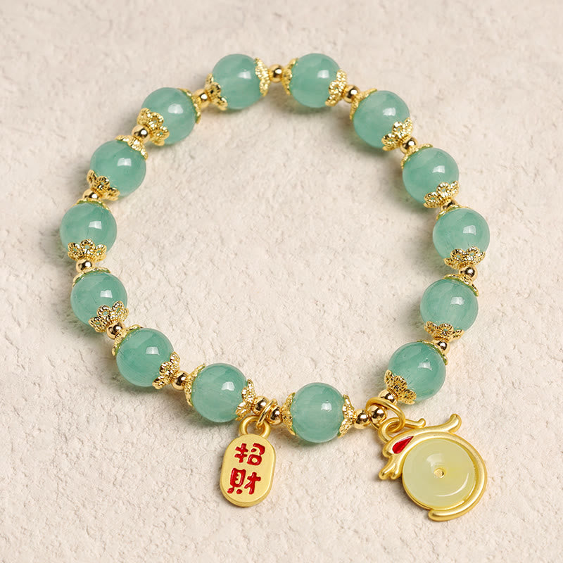 8mm Green Aventurine Lucky Fortune Dragon Bracelet