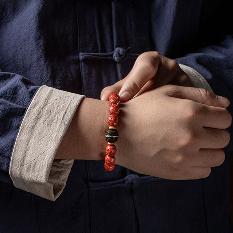 Unisex Cinnabar Ebony Calm Blessing Bracelet