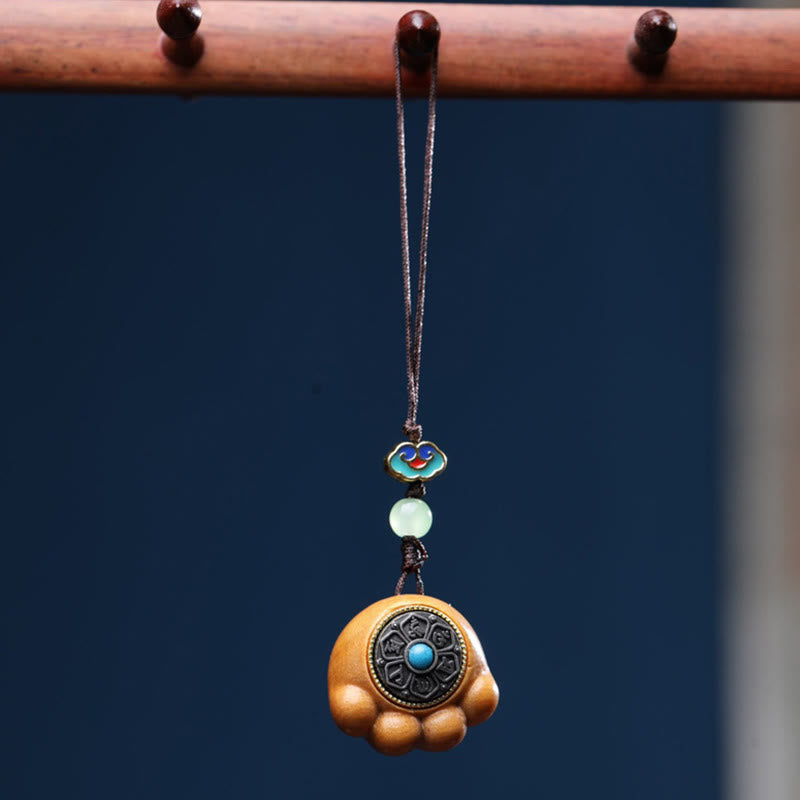 Sandalwood Protection Phone Hanging with Lucky Cat Paw Claw Charm