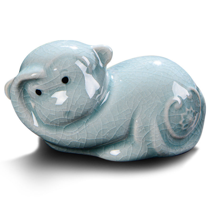 Chinesisches Tierkreiszeichen-Teetier aus Keramik für Reichtum und Wohlstand