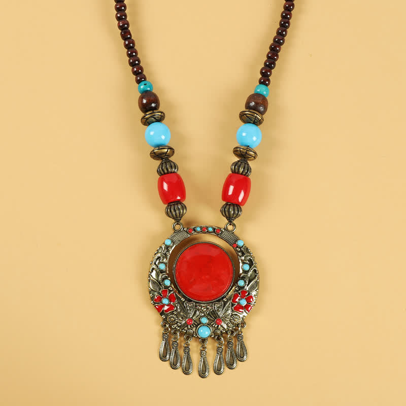 Copper Tibetan Spiritual Retro Beads Tassel Hair Accessories