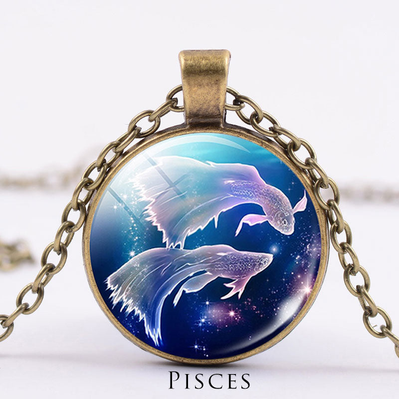 Titanium Steel Zodiac Necklace | 12 Constellations Protection