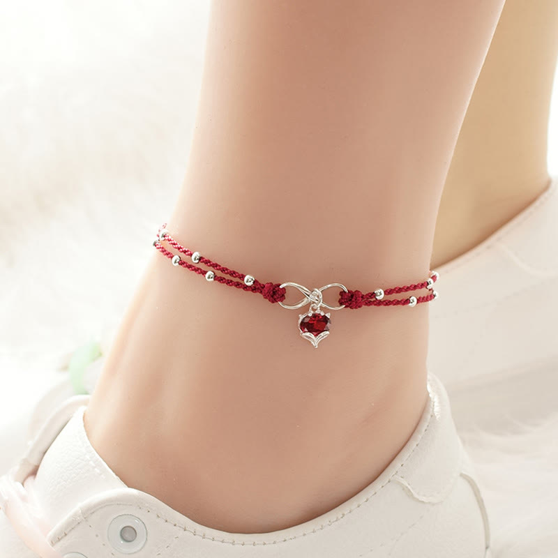 Love Heart Infinity Red String Spiritual Anklet for Protection