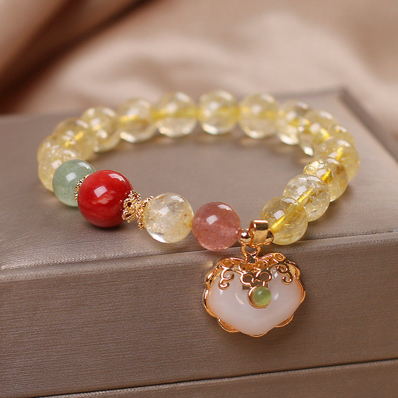 Natural Citrine Protection Charm Bracelet 15-20cm