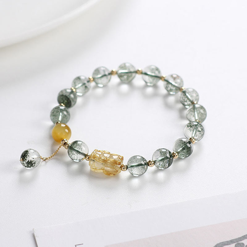 8mm Green Phantom Citrine PiXiu Confidence Bracelet