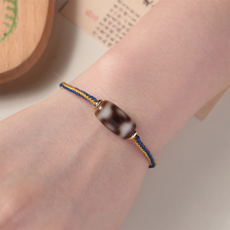 Three-eyed Dzi Bead Spiritual Bracelet for Luck & Happiness