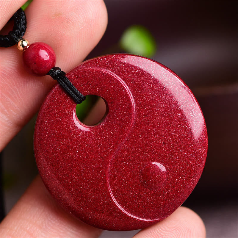 Cinnabar Buddha Necklace with Laughing Buddha & Yin Yang Pendant