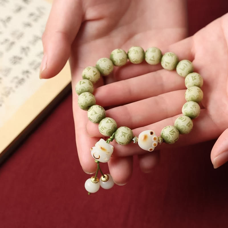 Grünes Bodhi Seed Om Mani Padme Hum Weisheitsarmband