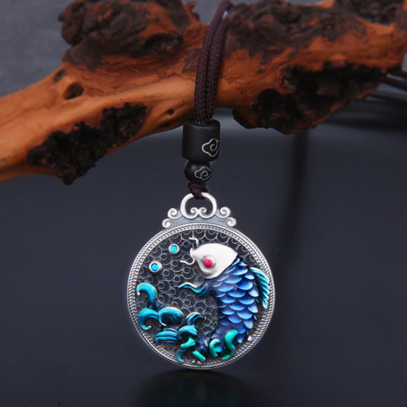 999 Sterling Silver Luck Koi Fish Success Prosperity Necklace