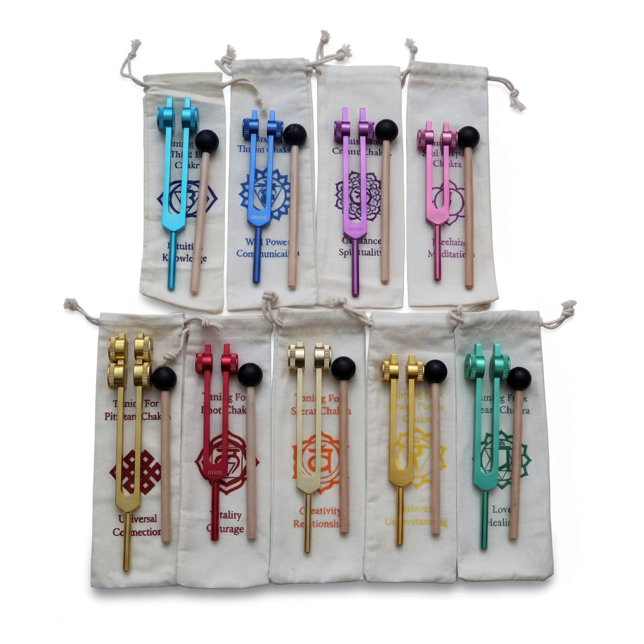 9-teiliges Chakra-Stimmgabel-Set für Heilung und Klangtherapie