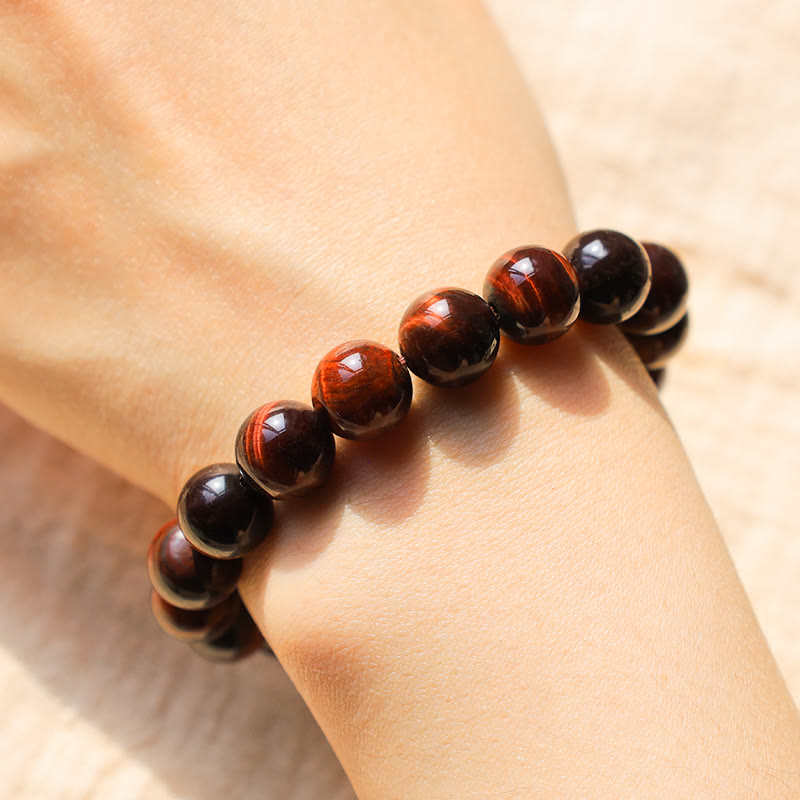 10mm Red Tiger Eye Healing Bracelet for Courage