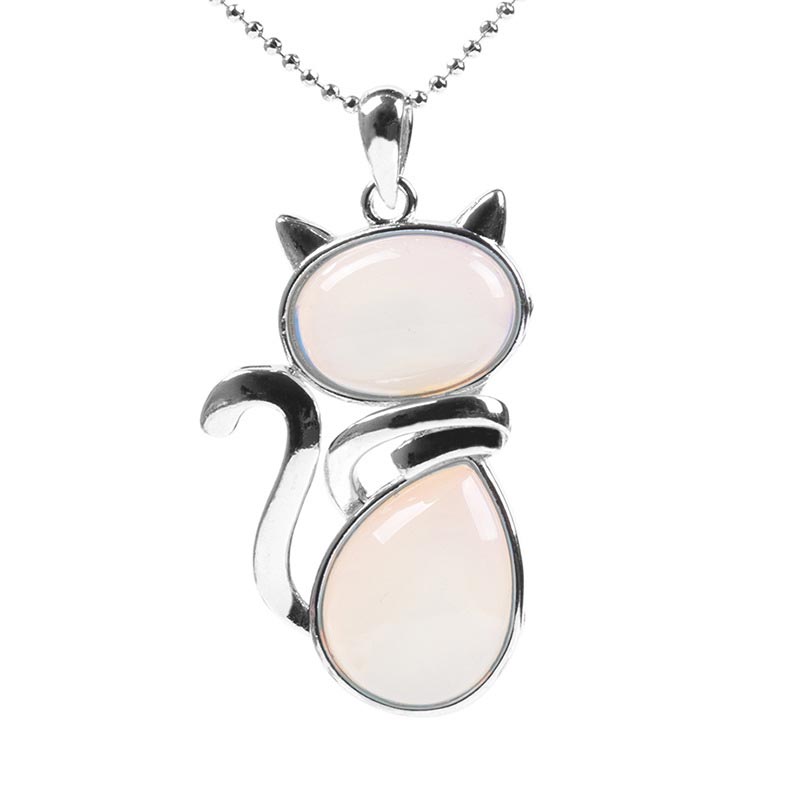 Green Aventurine Crystal Necklace | Protection Cat Pendant