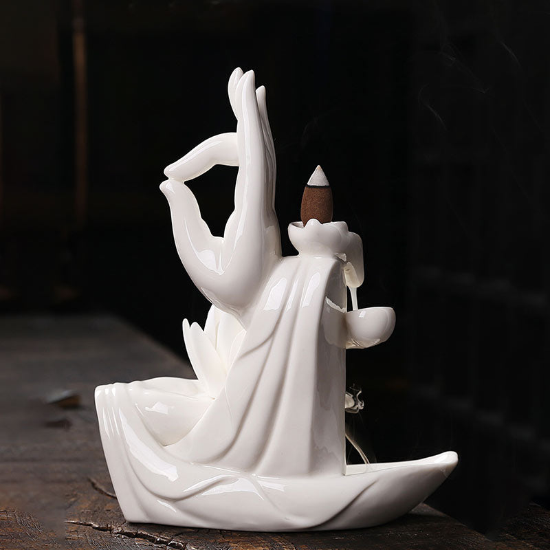 Handcrafted Purple Clay Lotus Ceramic Incense Burner