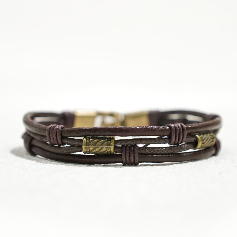 Unisex Copper Leather Spiritual Bracelet for Healing & Balance