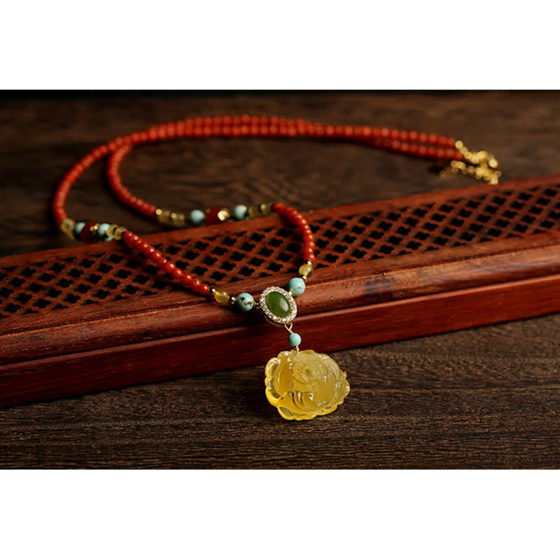 925 Sterling Silver Red Agate Confidence Charm Necklace