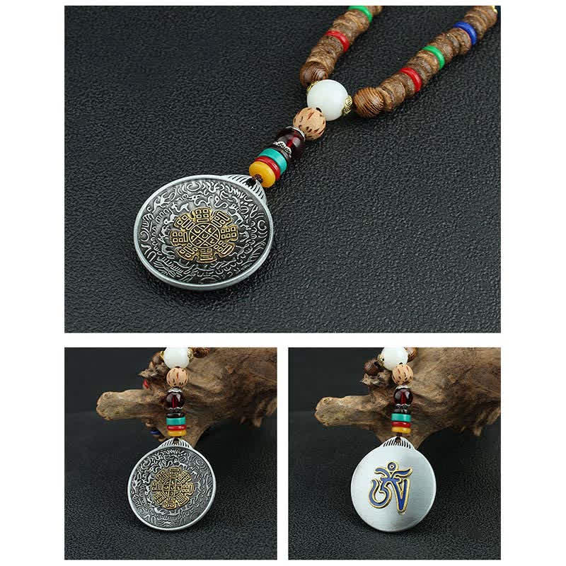 Turquoise Om Mani Padme Hum Prayer Wheel Necklace